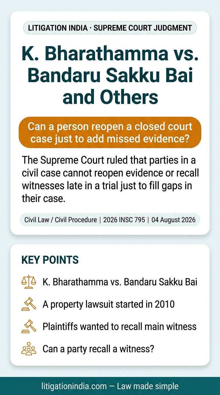 K. Bharathamma vs. Bandaru Sakku Bai and Others — infographic summary