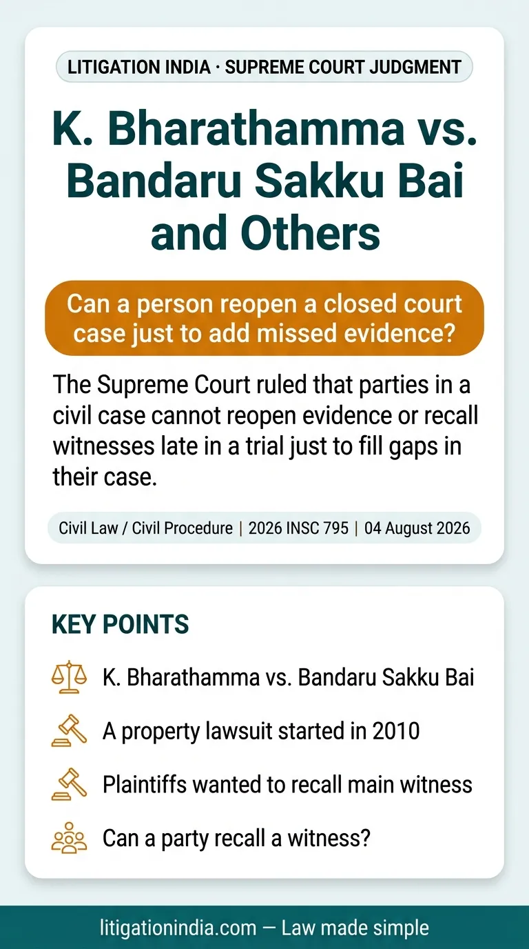 K. Bharathamma vs. Bandaru Sakku Bai and Others — infographic summary