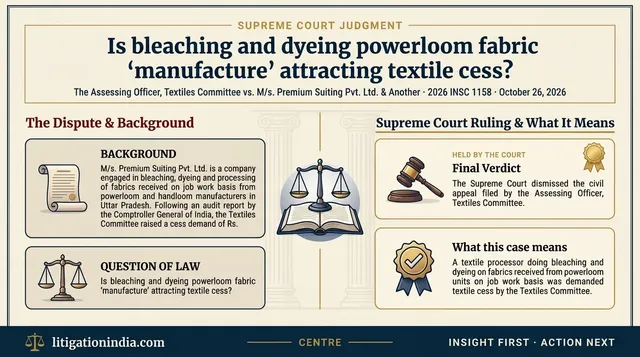 Job Worker Doing Bleaching and Dyeing for Powerlooms Not Liable for Textile Cess