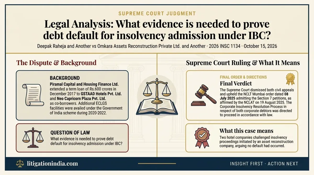 Deepak Raheja and Another vs Omkara Assets Reconstruction Private Ltd. and Another — infographic summary