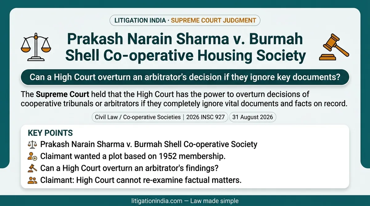 Prakash Narain Sharma v. Burmah Shell Co-operative Housing Society — infographic summary
