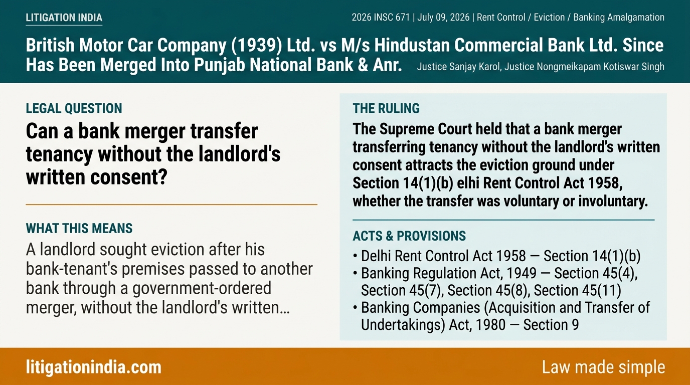 British Motor Car Company (1939) Ltd. vs M/s Hindustan Commercial Bank Ltd. Since Has Been Merged Into Punjab National Bank & Anr. — infographic summary