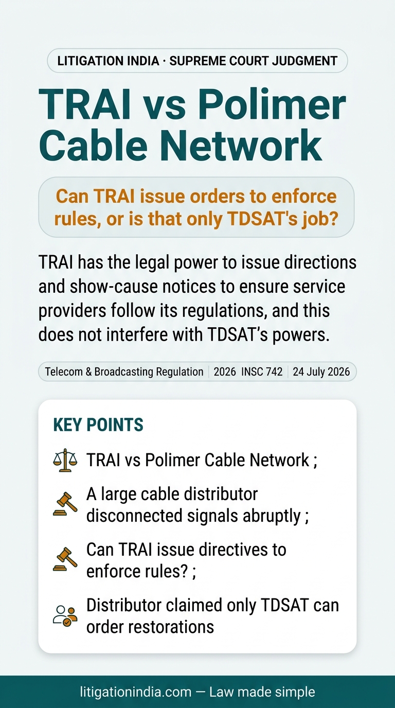 TRAI vs Polimer Cable Network — infographic summary
