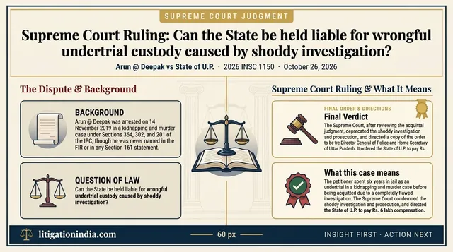 Court Awards Compensation for Six Years of Wrongful Undertrial Custody After Acquittal