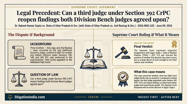 Supreme Court Refers Whether Third Judge Can Review Unanimous Findings on Reference Under Section 392 CrPC