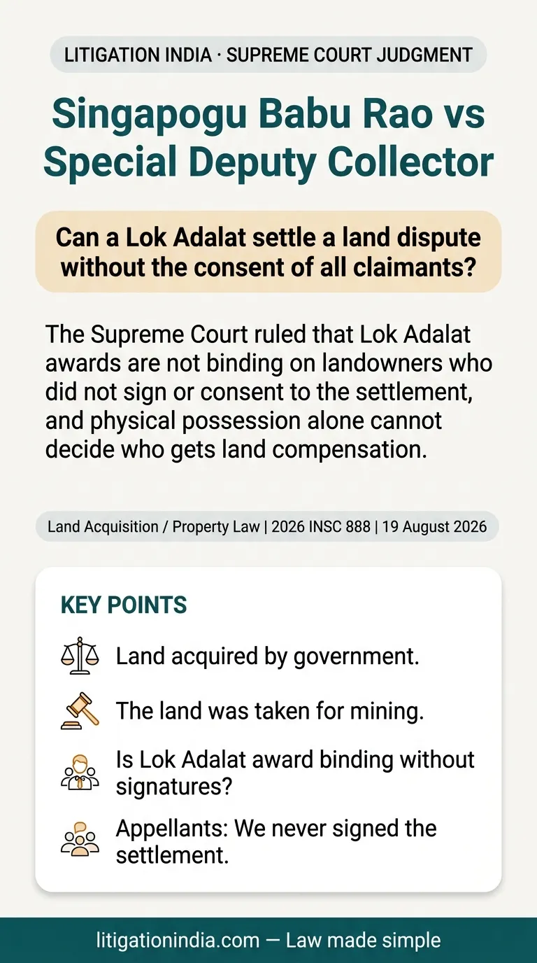 Singapogu Babu Rao vs Special Deputy Collector — infographic summary