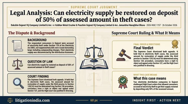 Supreme Court clarifies electricity theft assessment and supply restoration procedure under Electricity Act 2003