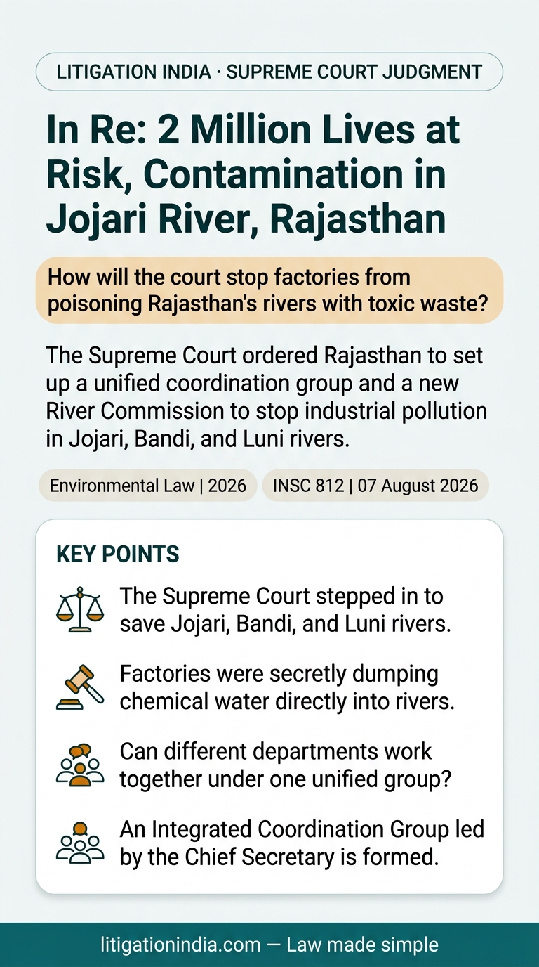 In Re: 2 Million Lives at Risk, Contamination in Jojari River, Rajasthan — infographic summary