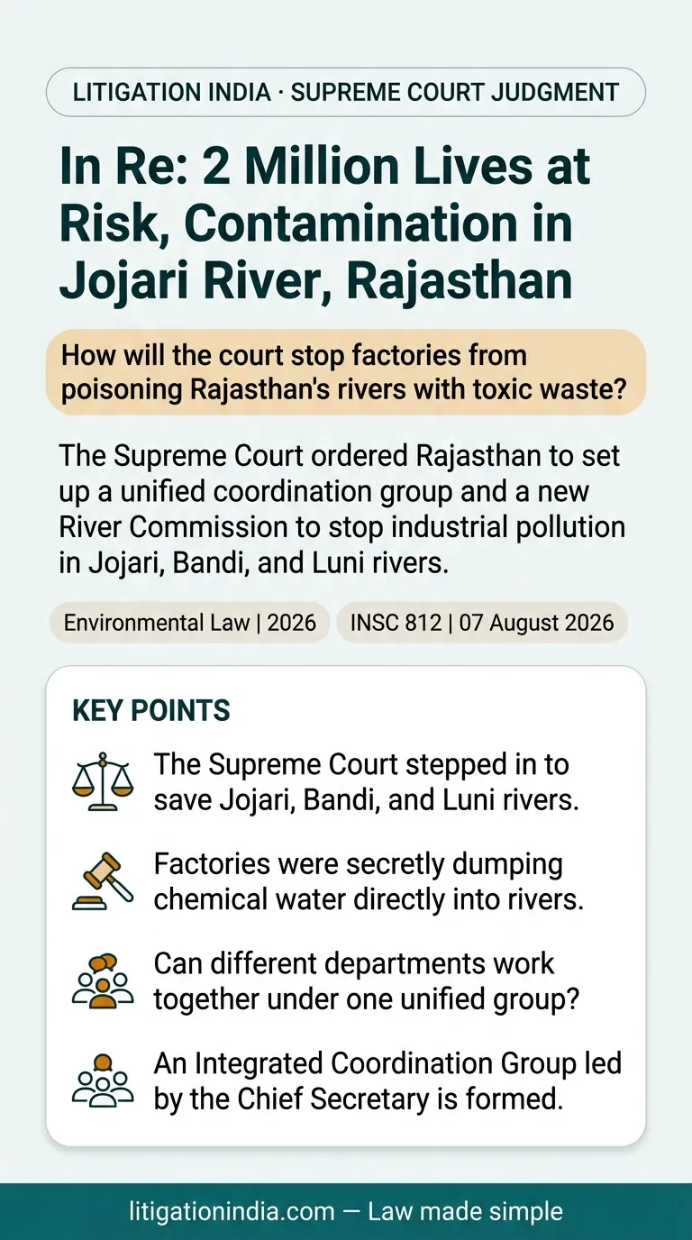 In Re: 2 Million Lives at Risk, Contamination in Jojari River, Rajasthan — infographic summary