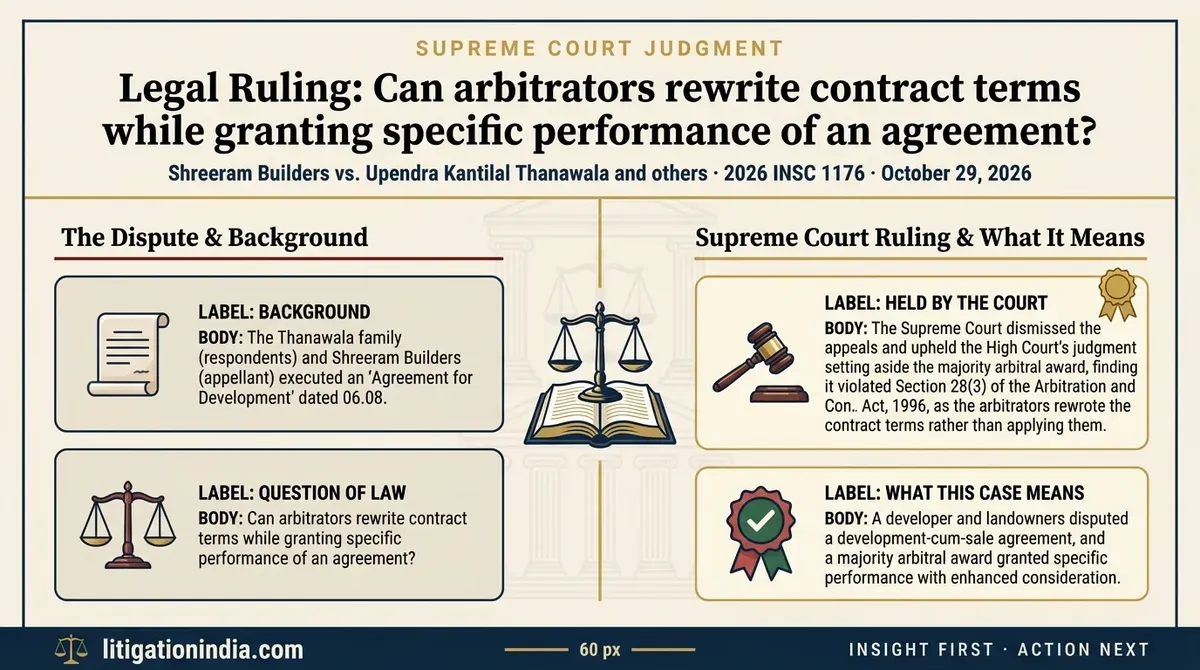 Shreeram Builders vs. Upendra Kantilal Thanawala and others — infographic summary