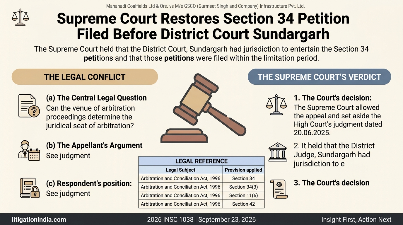 Mahanadi Coalfields Ltd & Ors. vs M/s GSCO (Gurmeet Singh and Company) Infrastructure Pvt. Ltd. — infographic summary