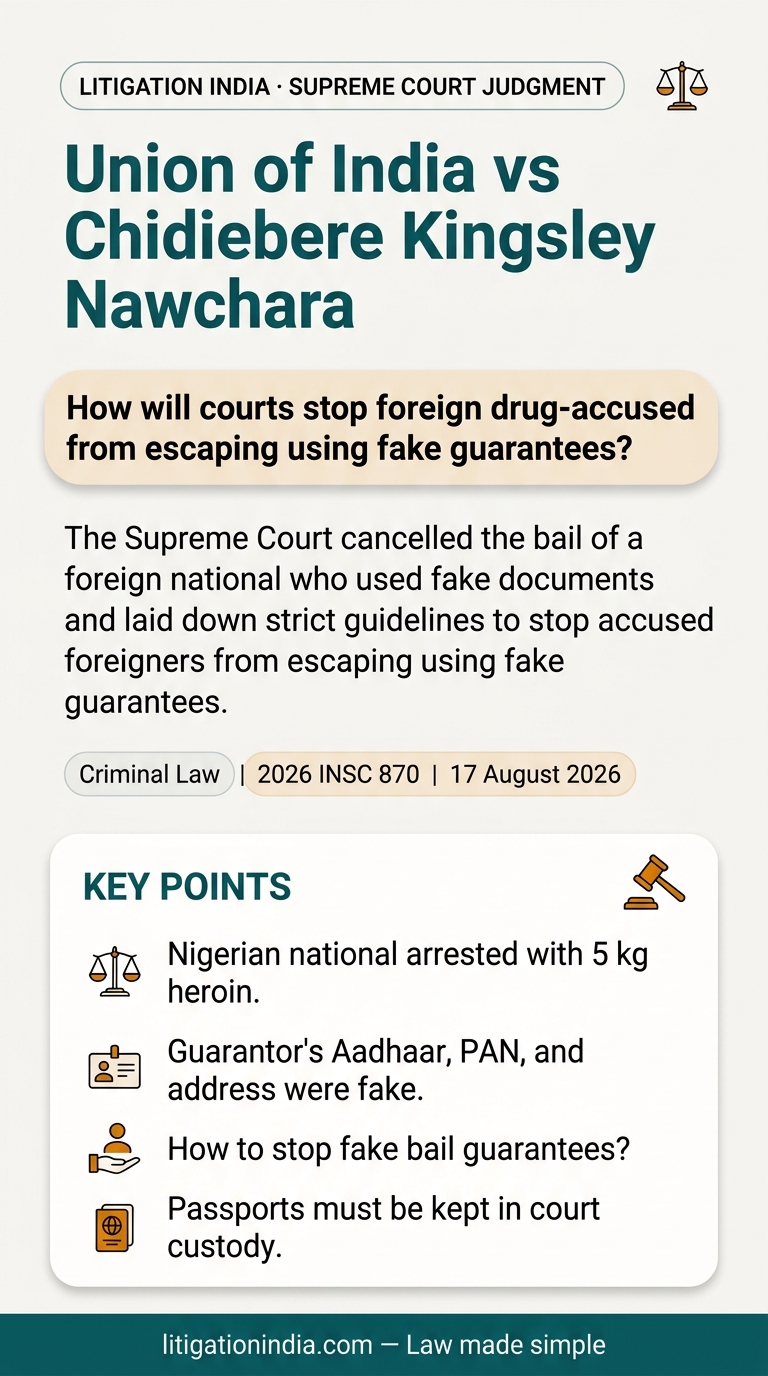 Union of India vs Chidiebere Kingsley Nawchara — infographic summary