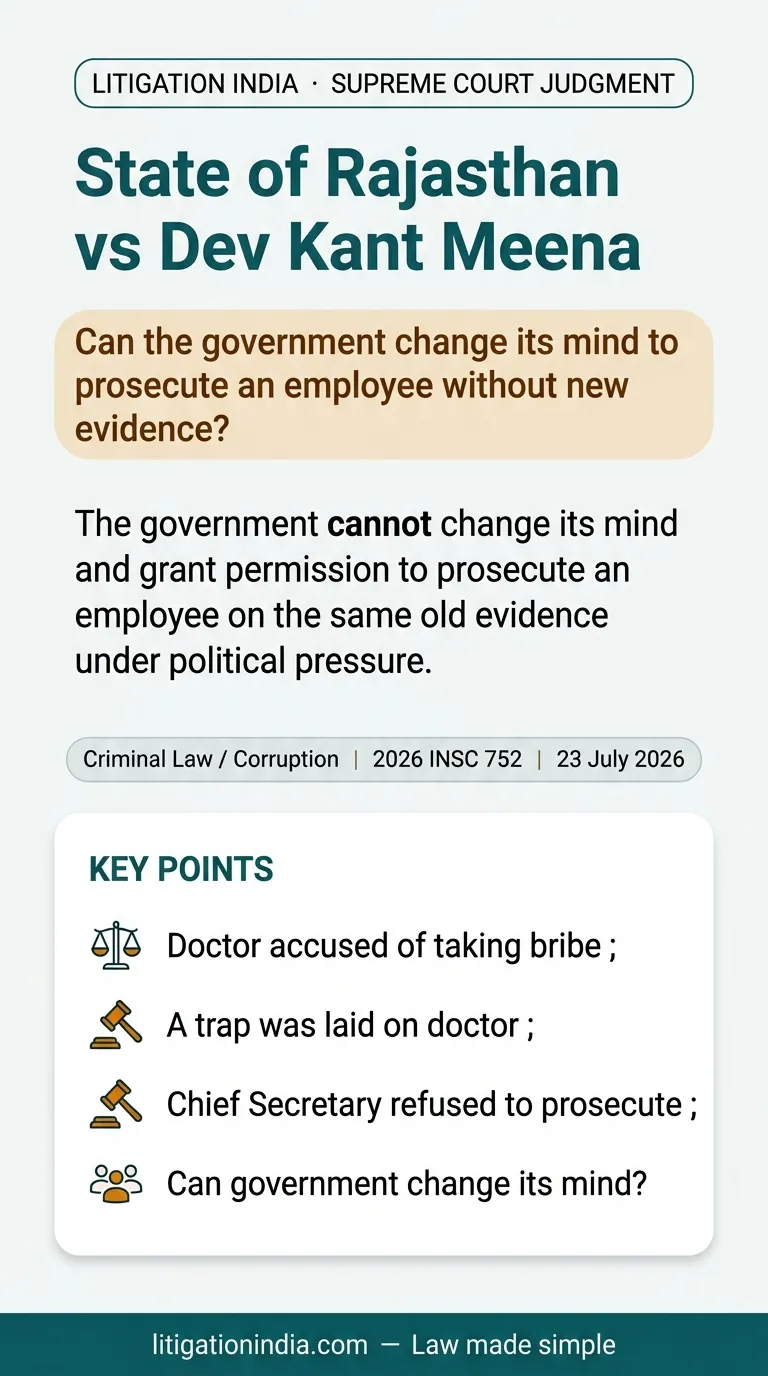 State of Rajasthan vs Dev Kant Meena — infographic summary