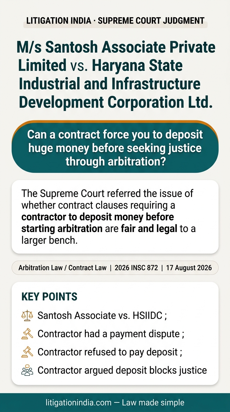 M/s Santosh Associate Private Limited vs. Haryana State Industrial and Infrastructure Development Corporation Ltd. — infographic summary