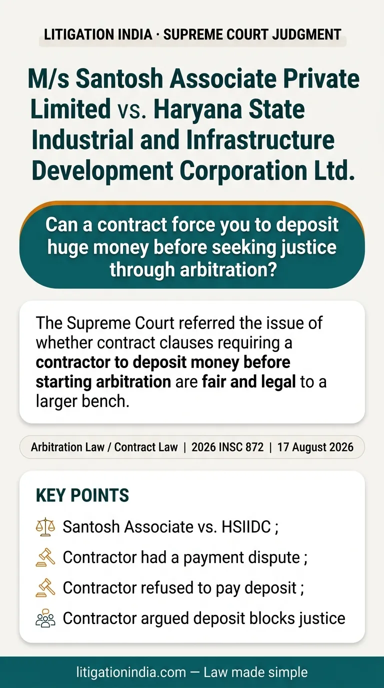 M/s Santosh Associate Private Limited vs. Haryana State Industrial and Infrastructure Development Corporation Ltd. — infographic summary