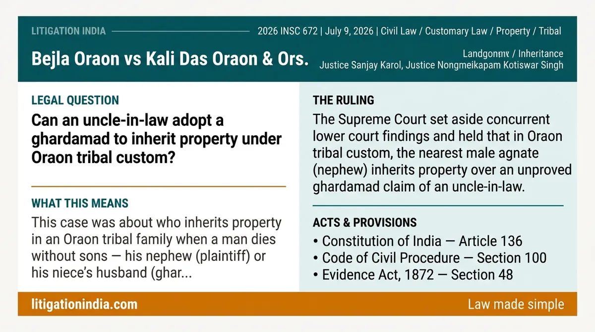Bejla Oraon vs Kali Das Oraon & Ors. — infographic summary