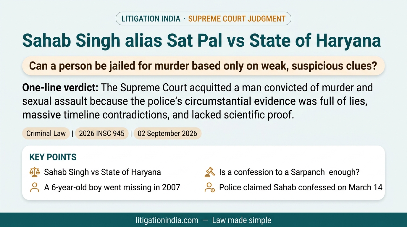 Sahab Singh alias Sat Pal vs State of Haryana — infographic summary