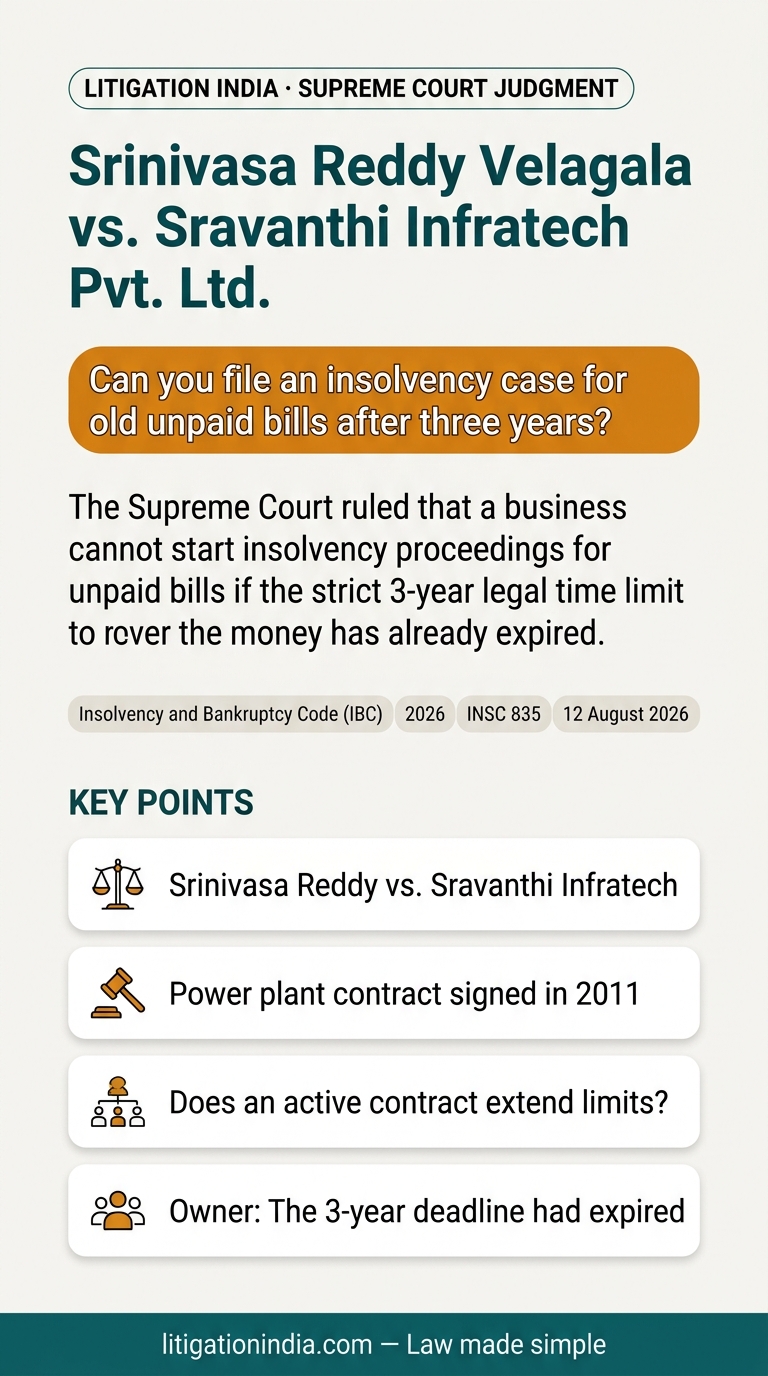 Srinivasa Reddy Velagala vs. Sravanthi Infratech Pvt. Ltd. — infographic summary