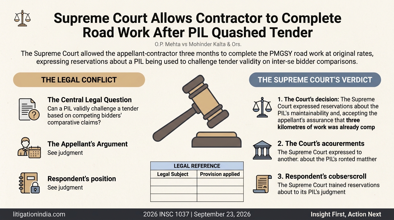 O.P. Mehta vs Mohinder Kalta & Ors. — infographic summary