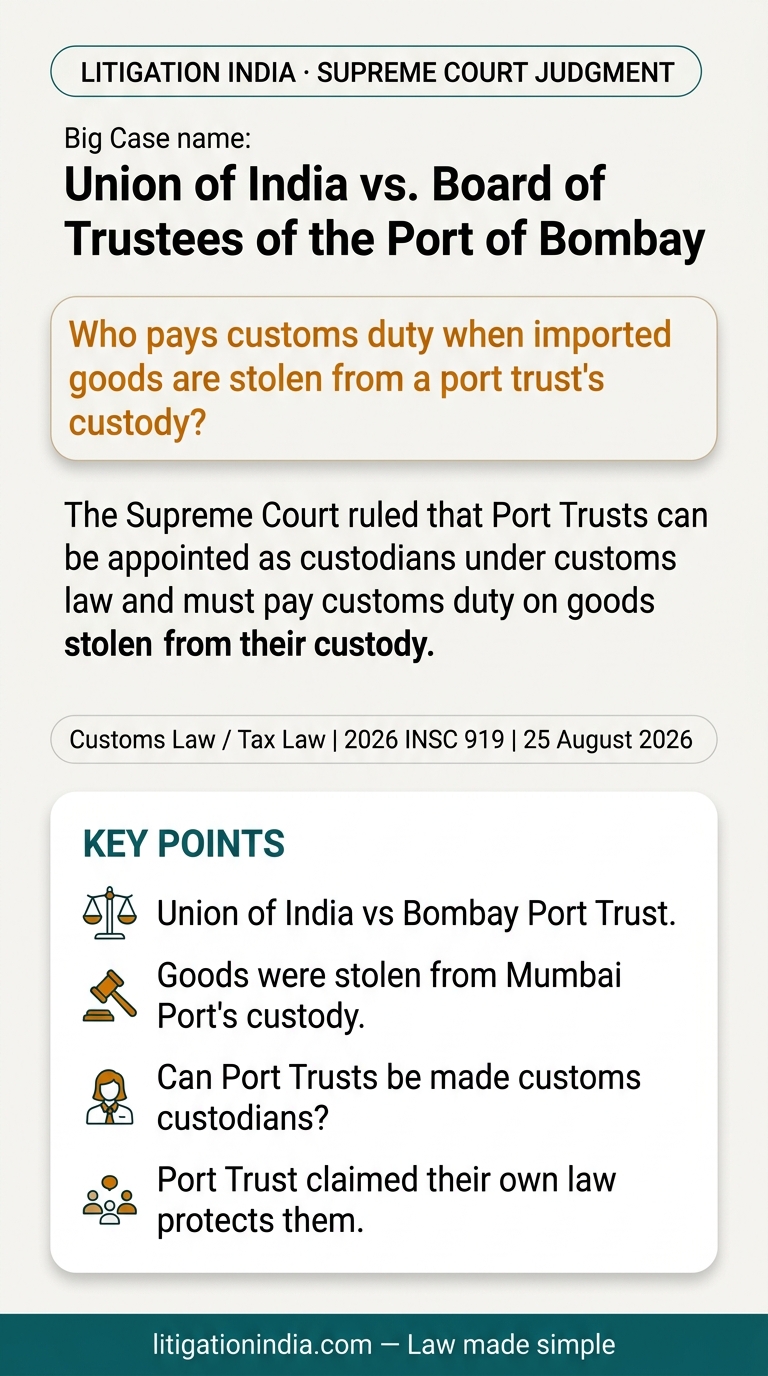 Union of India vs. Board of Trustees of the Port of Bombay — infographic summary
