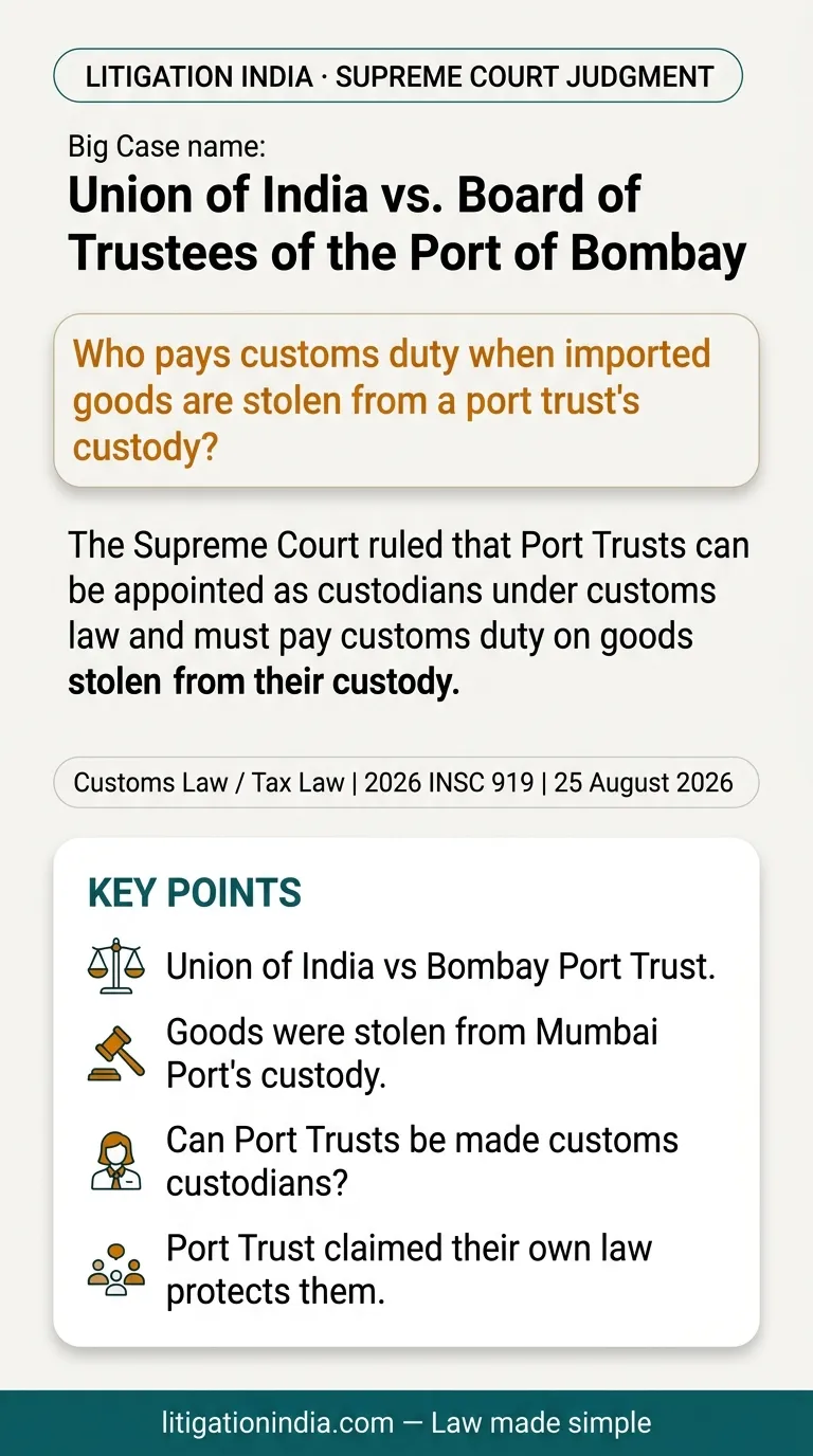 Union of India vs. Board of Trustees of the Port of Bombay — infographic summary