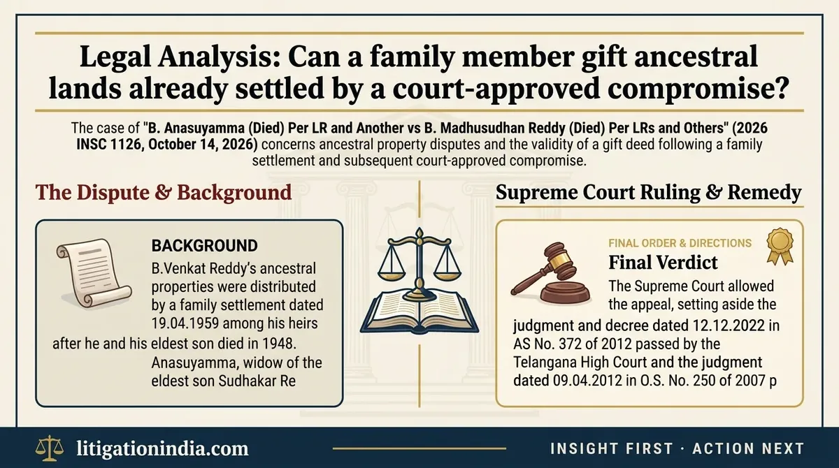 B. Anasuyamma (Died) Per LR and Another vs B. Madhusudhan Reddy (Died) Per LRs and Others — infographic summary