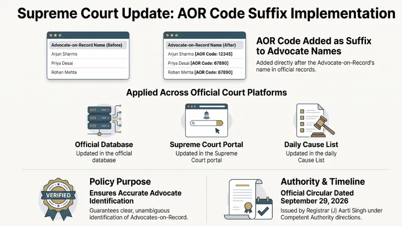 Supreme Court Incorporates AOR Code Suffix in Database and Cause List for Accurate Advocate Identification