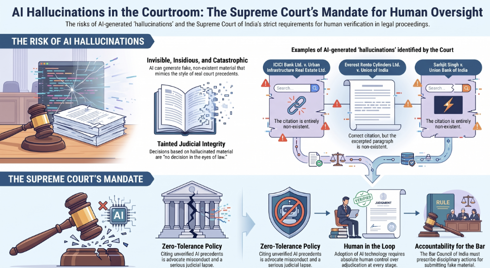 The Supreme Court of India establishes a strict zero-tolerance policy for unverified AI-generated citations, declaring any judgment relying on hallucinated precedents to be null and void